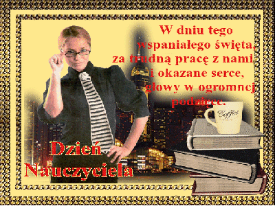 Kawa na książkach i życzenia z okazji dnia nauczyciela